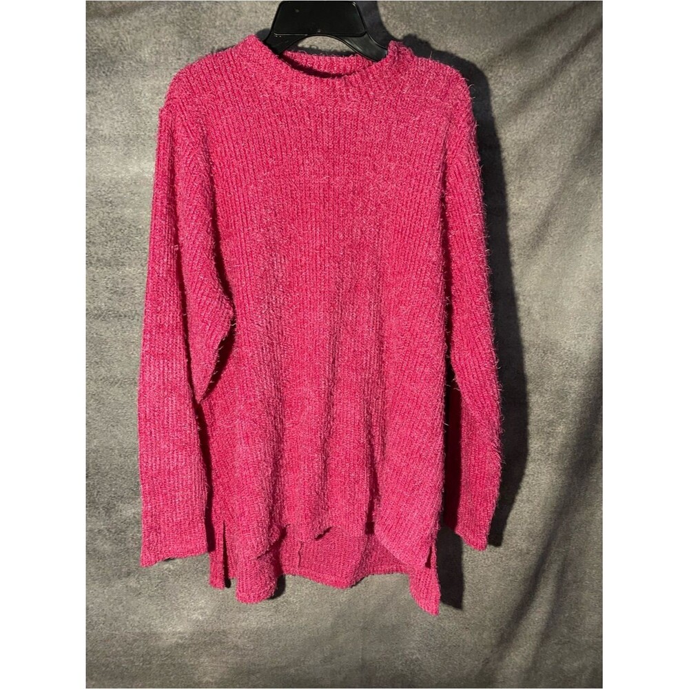 Lane Bryant Pink Fuzzy Ribbed Knit Long Sleeve Sweater Size 18/20
